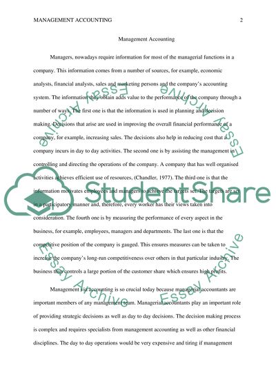 Management Accounting in Business