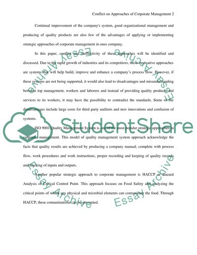 Conflict in Approaches of Corporate Management
