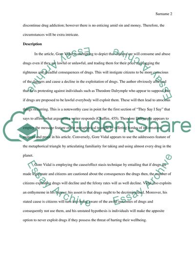 Argument Analysis Paper -Vidal