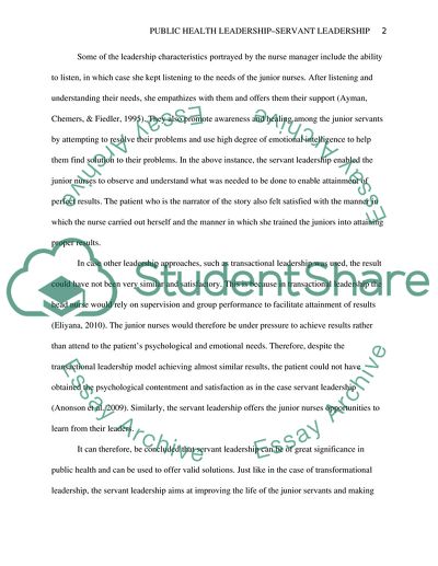 Current Events in Public Health Leadership - Servant Leadership