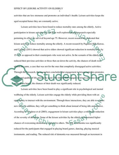 How Does Leisure Activity Effect Elderly