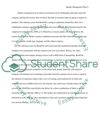 Quality Management Plan for BookTek Media Inc