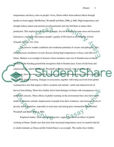 Global Warming and Its Effects on Health