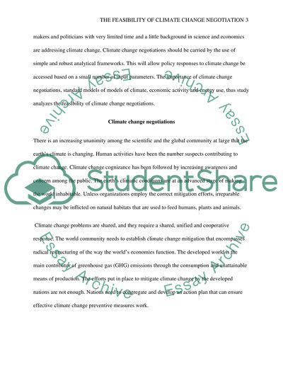 The feasibility of climate change negotiation