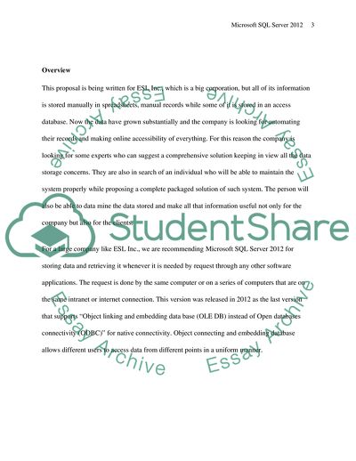 Corporate Proposal for SQL Server