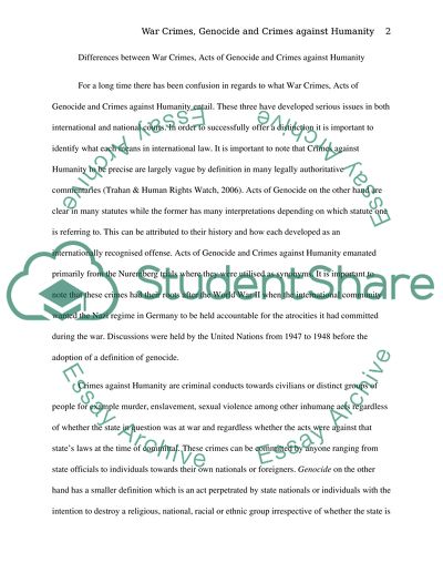 Differences between War Crimes, Acts of Genocide and Crimes against Humanity