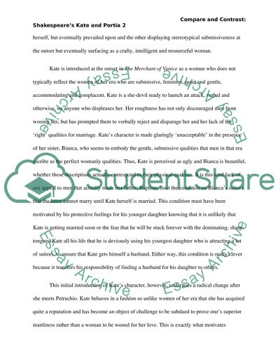 A comparison and contrast of Shakespeares Kate and Portia