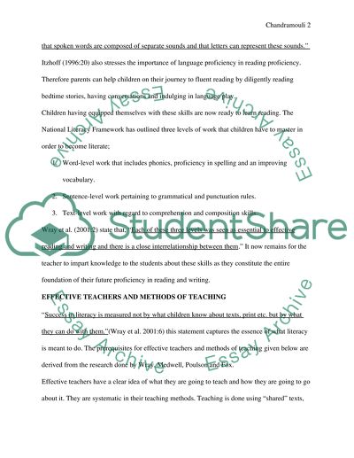 A critique of the national literacy framework and the hour