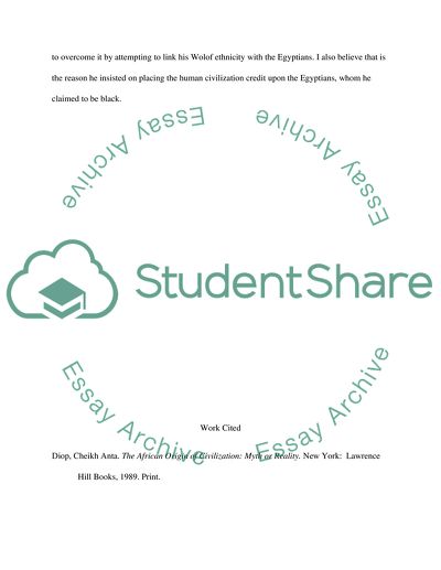 Diop on the Origin and History of the Black World