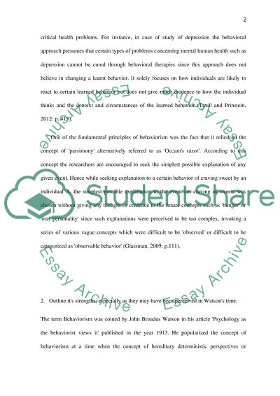 The Short-Comings of Behaviorism as an Approach to Psychology