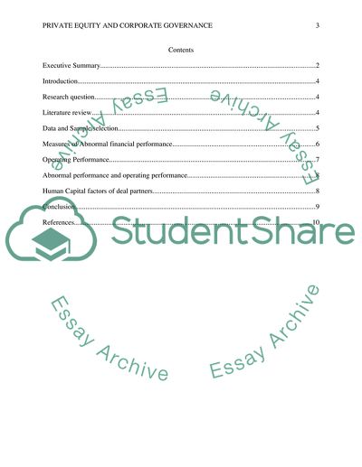 Valuation of Coporations from Private Equity and Governance