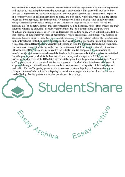 HRM in International Context