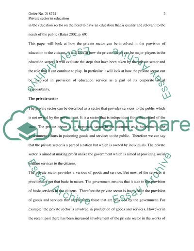 The Role of Privat Sector in Education