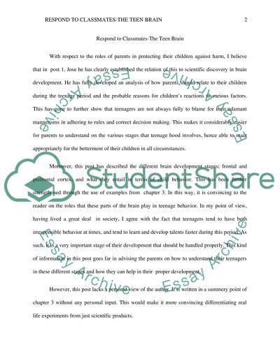 Respond to Classmates - The Teen Brain