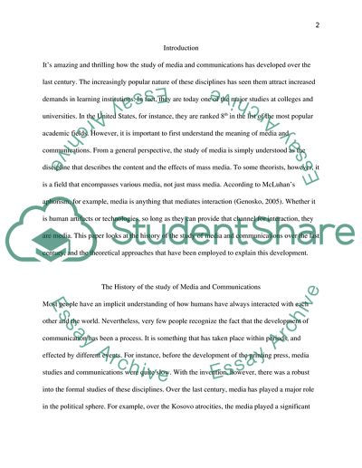 The History of the Study of Media and Communications