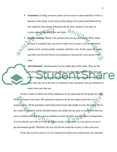 Role of Media in the Society