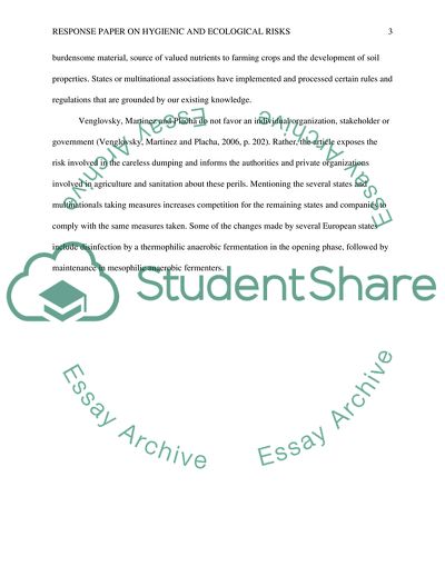 Hygienic and Ecological Risks