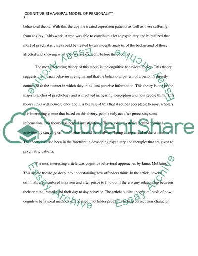Cognitive and cognitive behavioral model of personality