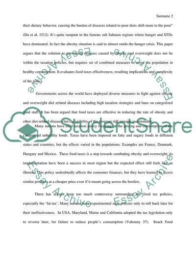 Effectiveness of Food Taxes