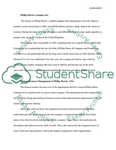 Human Resource Functions at Phillip Morris USA