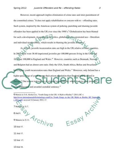 Juvenile Offenders and Re-offending Rates