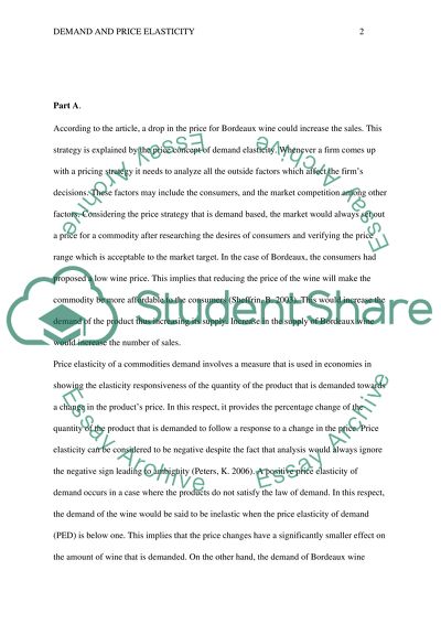 Demand and Price Elasticity of Demand