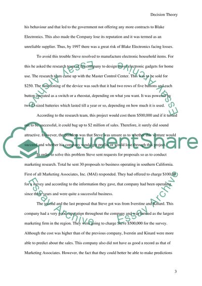 Subject Decision Theory (US MBA course)