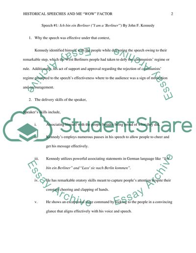 Historical Speeches and the WOW Factor