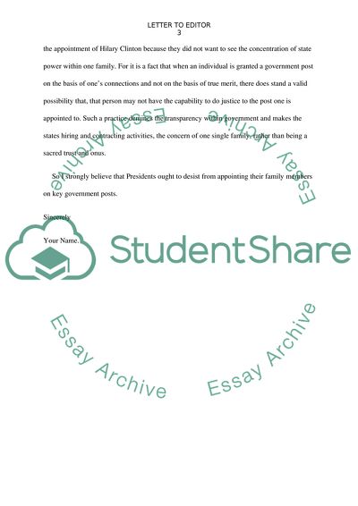 The Example of the Letter to Editor