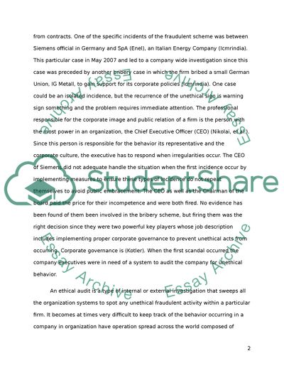 An Ethical Audit of Siemens Corporation