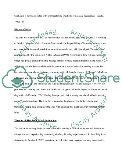 Standard Definition of Risk