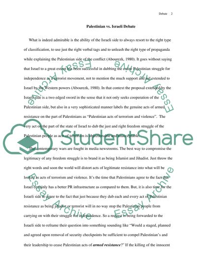Palestinian VS. Israeli debate
