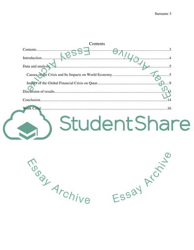 Impact of the Global Financial Crisis of 2008 on the Qatari Economy