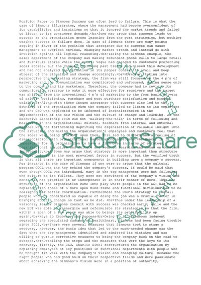 Keys to Recovery and Success of Simmons