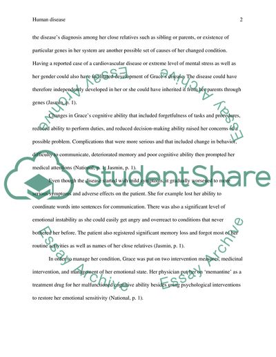 Alzheimers Disease: Changes in Graces Cognitive Ability