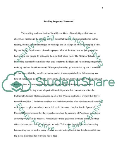 Reading response(1:ALLEGORY)& (2:FORWARD)