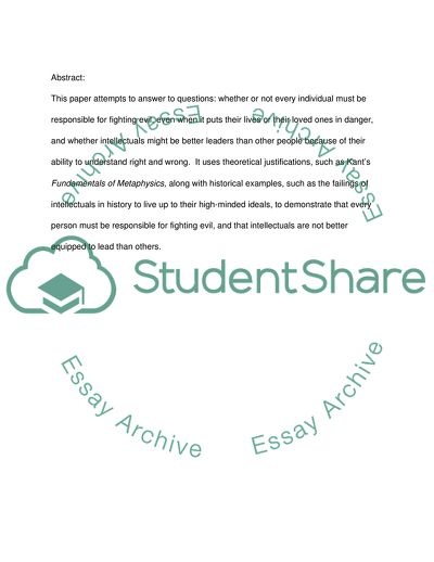 Whether or Not Every Individual Must Be Responsible for Fighting Evil