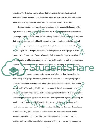 Health Promotion - Theories and Practice