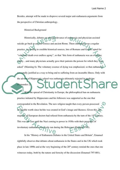 Euthanasia in the Light of Christian Anthropology