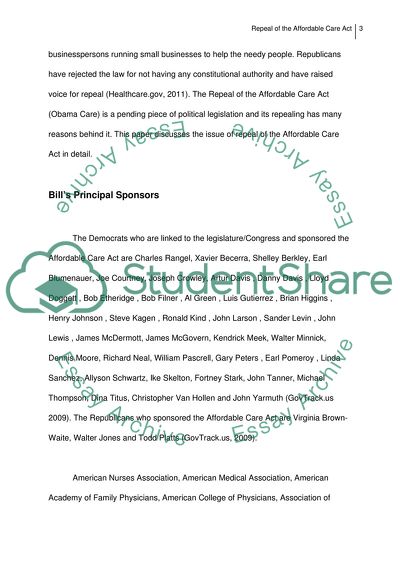 Repeal of the Affordable Care Act