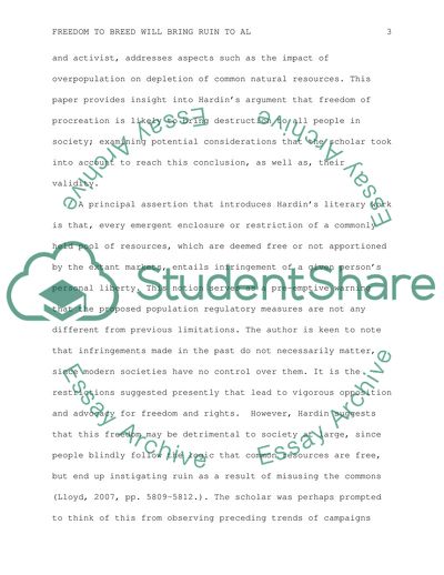 Freedom to Breed Will Bring Ruin to All