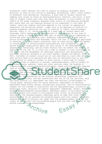 Debenhamss Code of Conduct