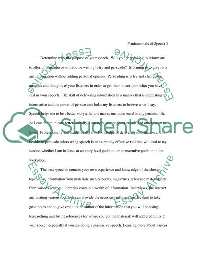 Aspects of the Fundamentals of Speech Class in APA Style