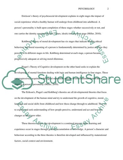 Eriksons Theory, Piagets Theory and Kohlbergs Theory