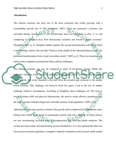 The Major Challenges for China