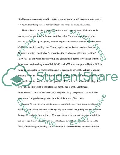 Censorship of Movies in the 1930s and the Hays Office