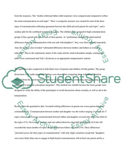 Gender Differences in Parent-Child: Communication about Sexuality