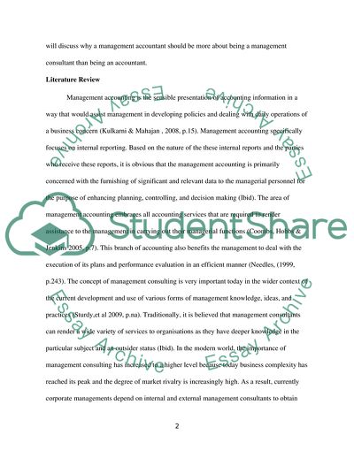 Should a Management Accountant Be More about Being a Management Consultant Than Being an Accountant