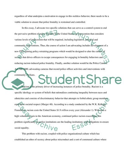 Advocating a Solution for the Problem of Police Brutality