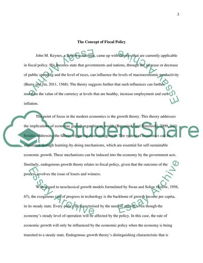 The Link between Fiscal policy and Economic Growth